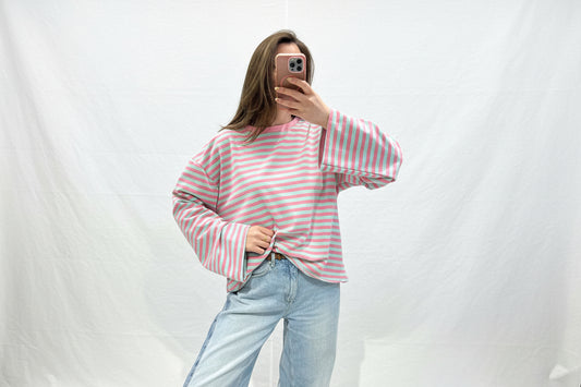 Long Sleeve Riscas - Rosa & Azul