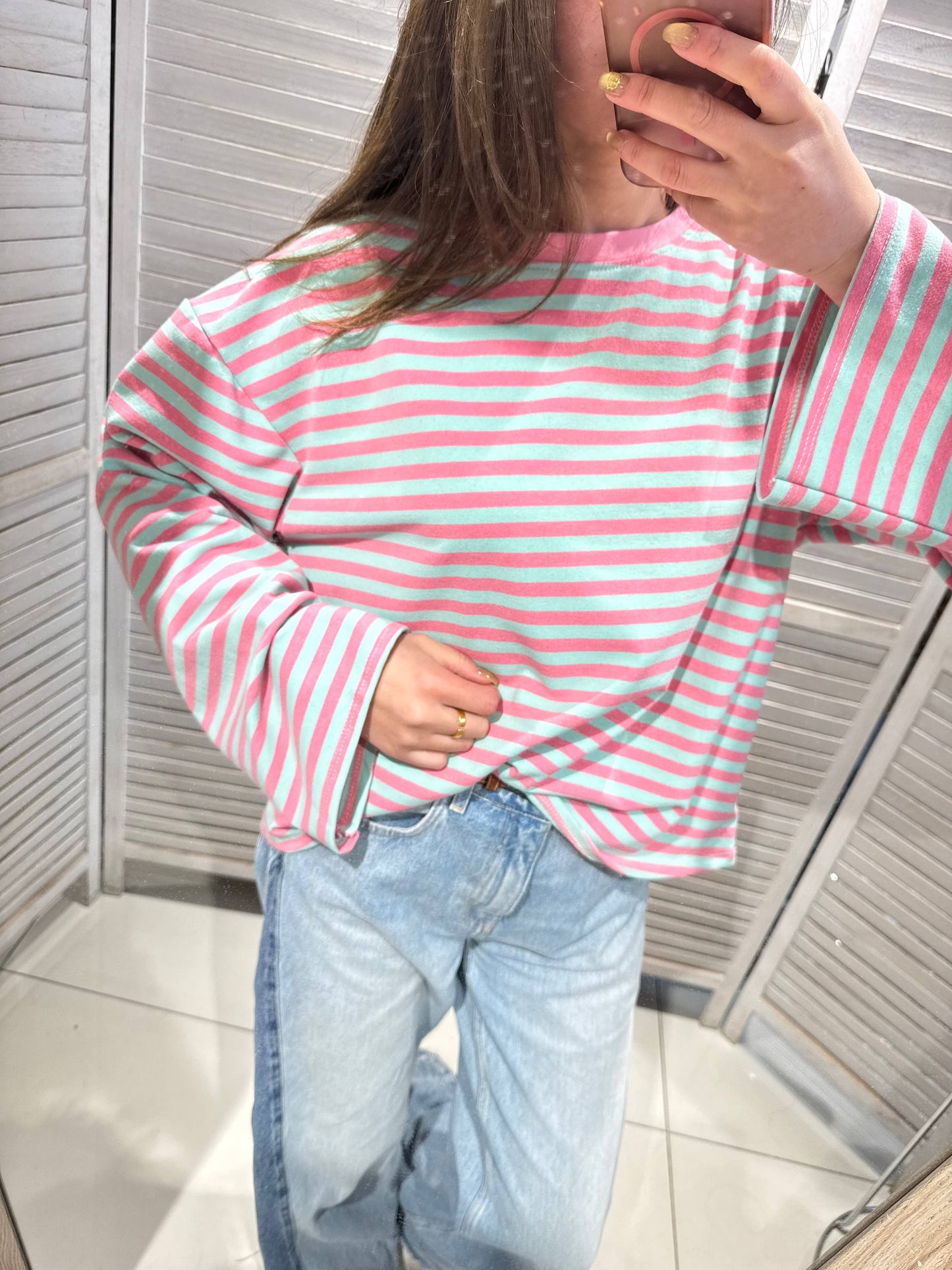 Long Sleeve Riscas - Rosa & Azul