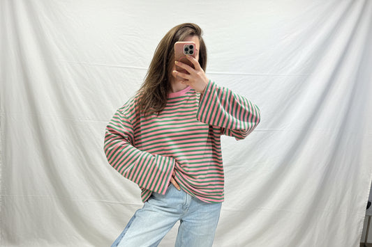 Long Sleeve Riscas - Rosa & Verde