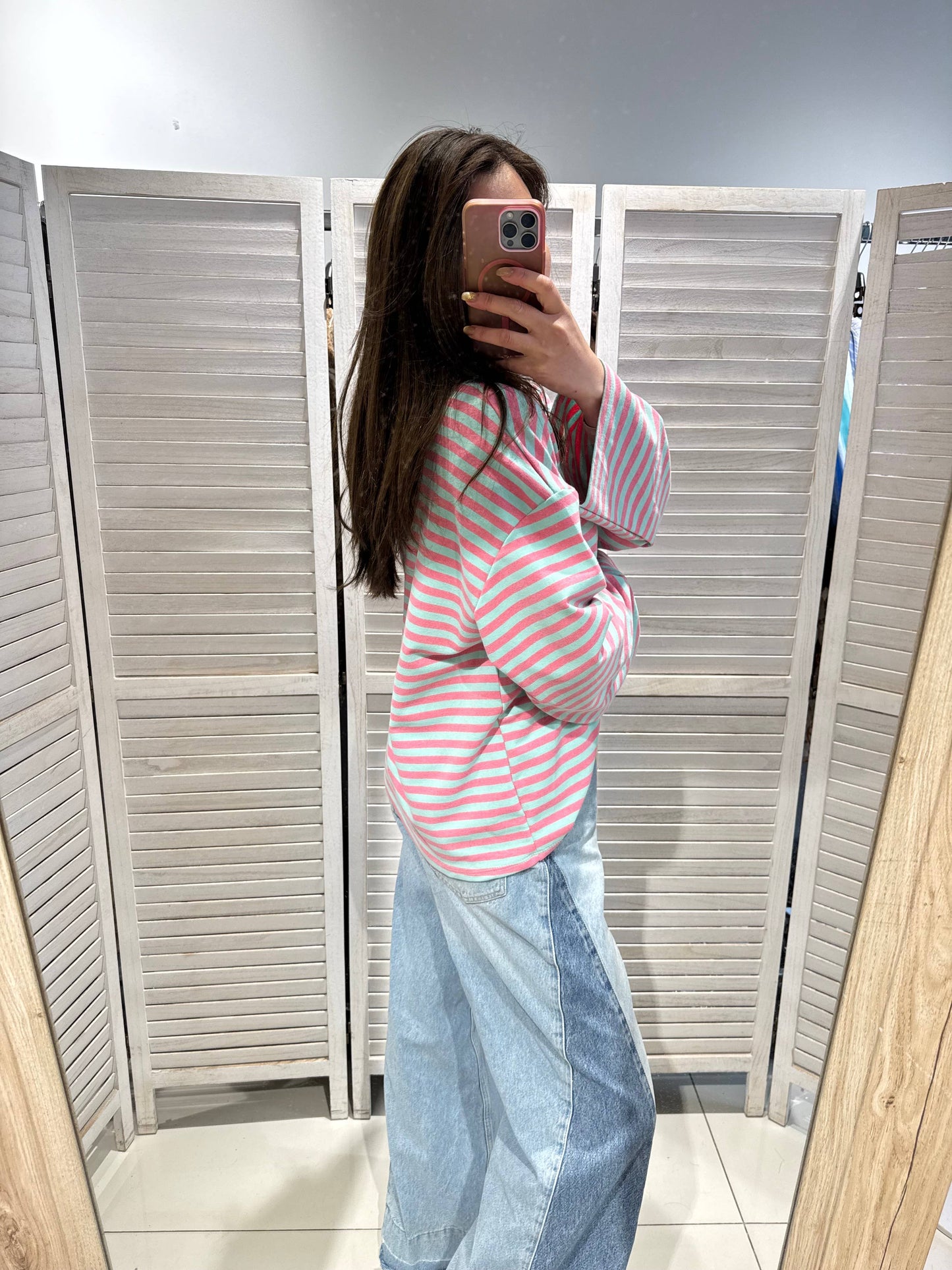 Long Sleeve Riscas - Rosa & Azul